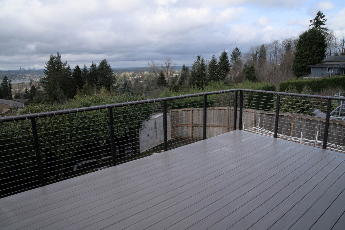 Backyard view from deck balcony