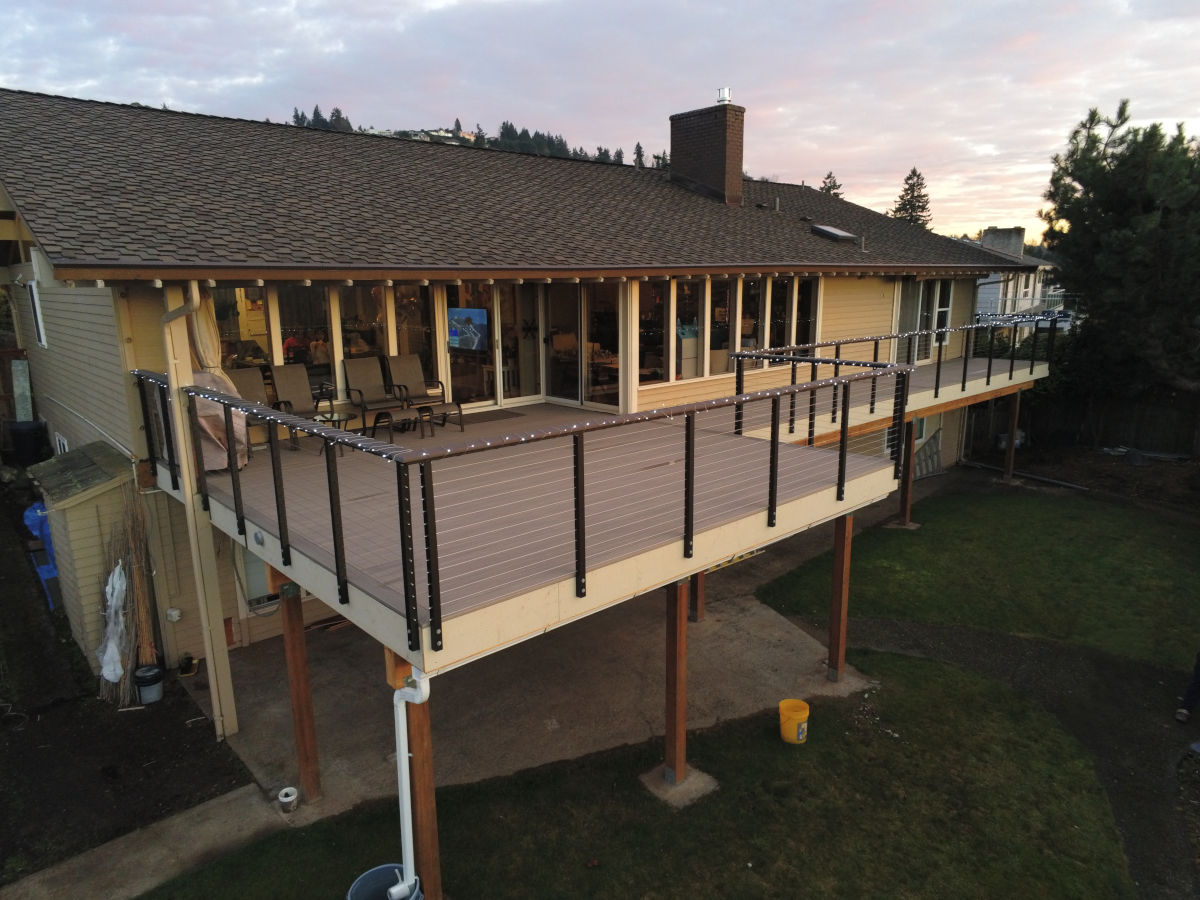 Bellevue deck balcony with lights