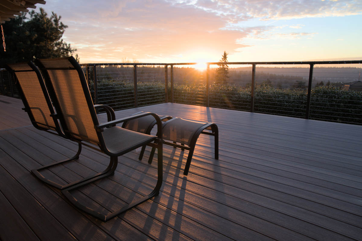 Deck balcony chairs sunset