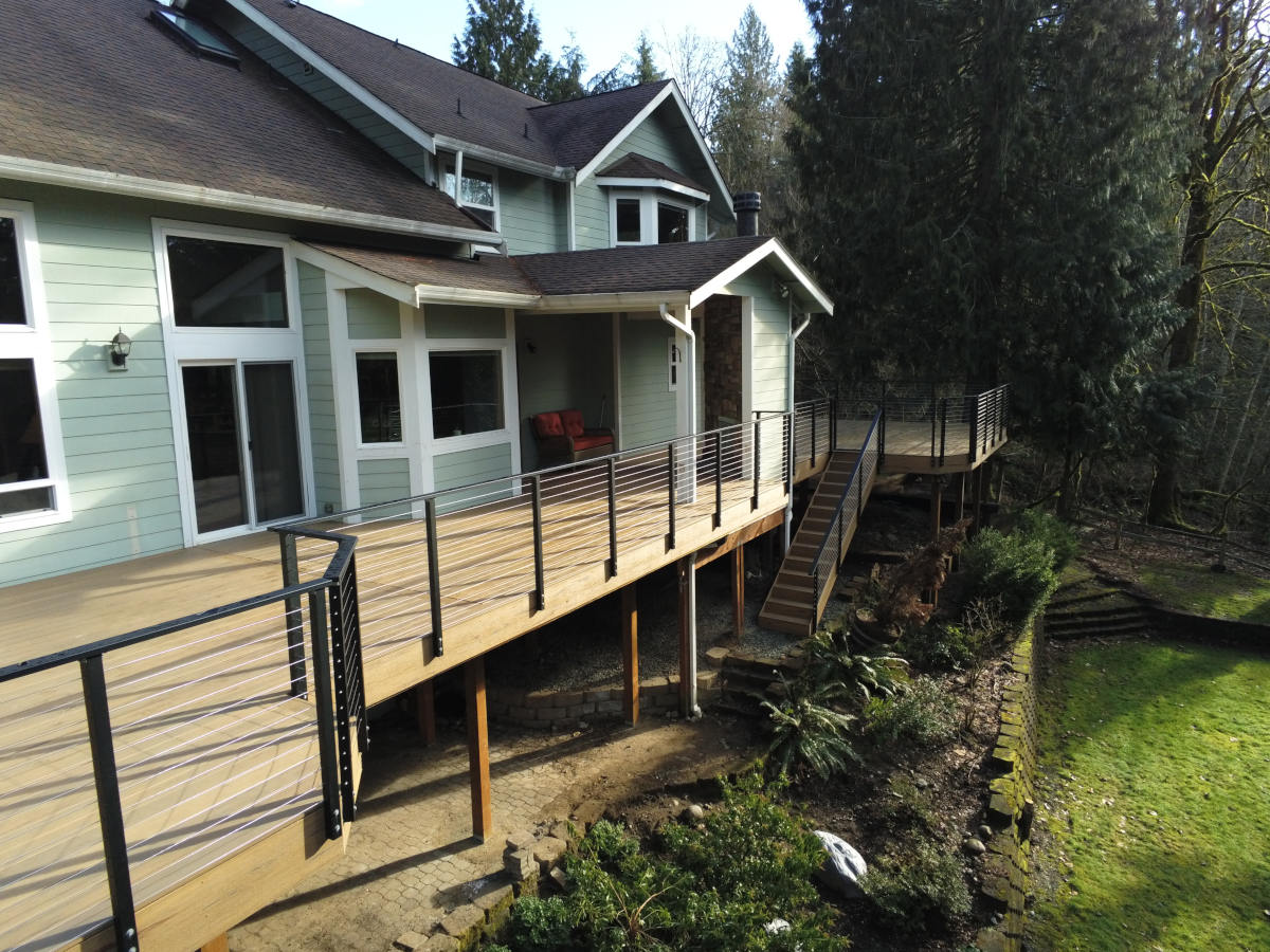 high balcony deck with stairway