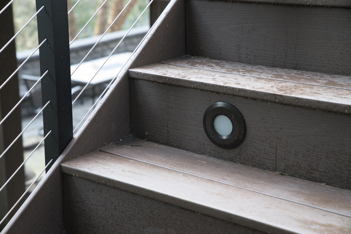 Redmond deck balcony stairs with integrated low profile lighting