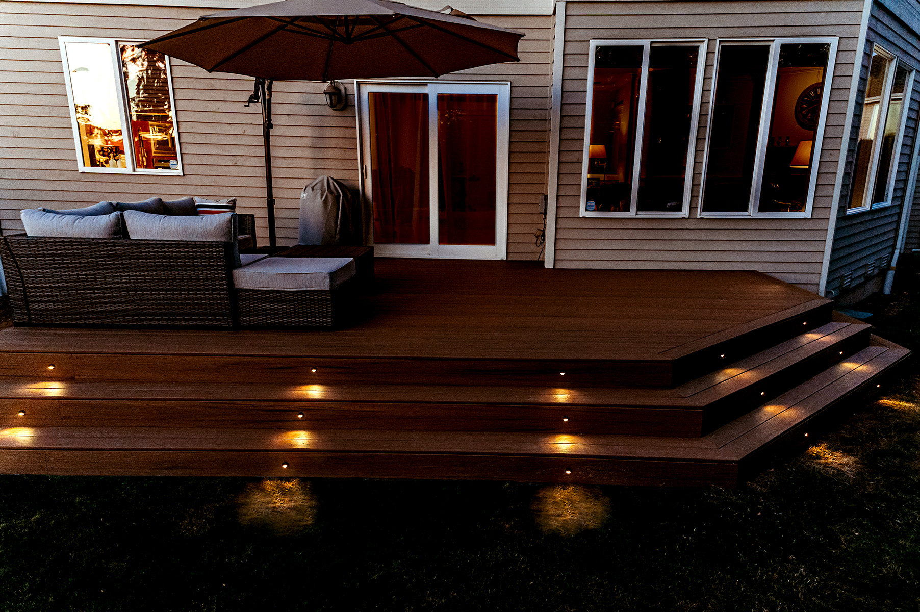 Building A Deck Low To The Ground With No Railing Needed 3 Brothers   Deck Lighting Outdoor Living Space 